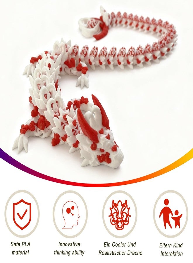 Kizcmvre 3D Printed Dragon,3D Printed Toys, Dragon Fidget Toy,12 inch Articulated 3D Printed Animal for Birthday Gift,Desktop Decoration (White). - Image 3